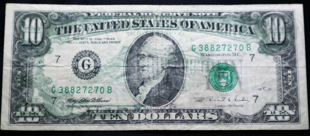 1985/95 $10 “BACK TO FACE OFFSET PRINTING ERROR” CIRCULATED