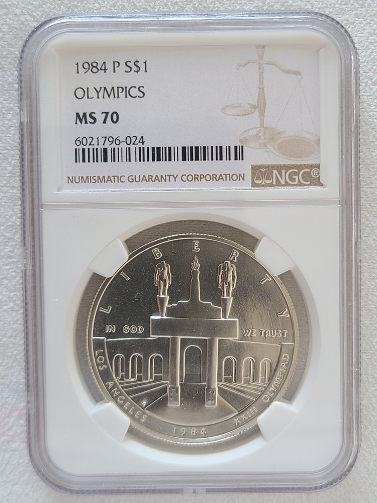 1984 P Olympics commemorative silver dollar NGC MS70