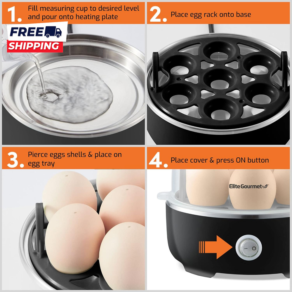 EGC115B Easy Egg Cooker Electric 7 Egg Capacity Soft Medium Hard Boiled Egg