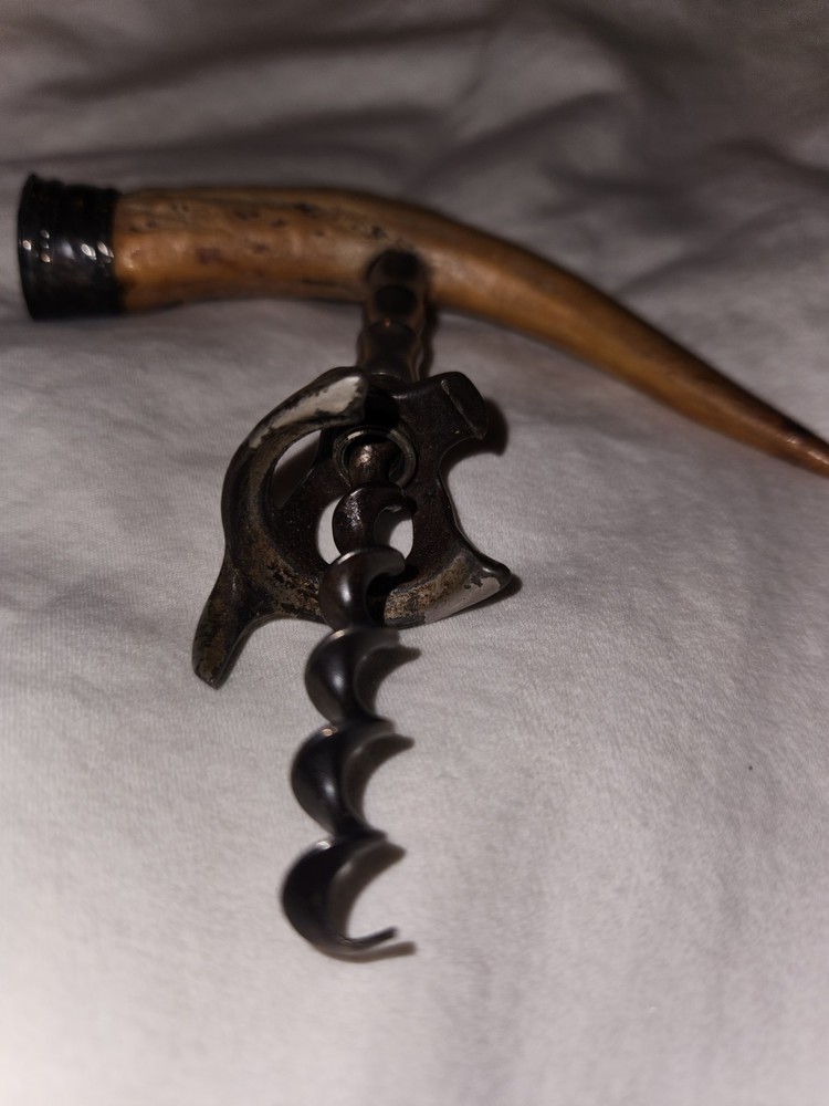 Antique Rare deer Corkscrew bottle opener wine Silver
