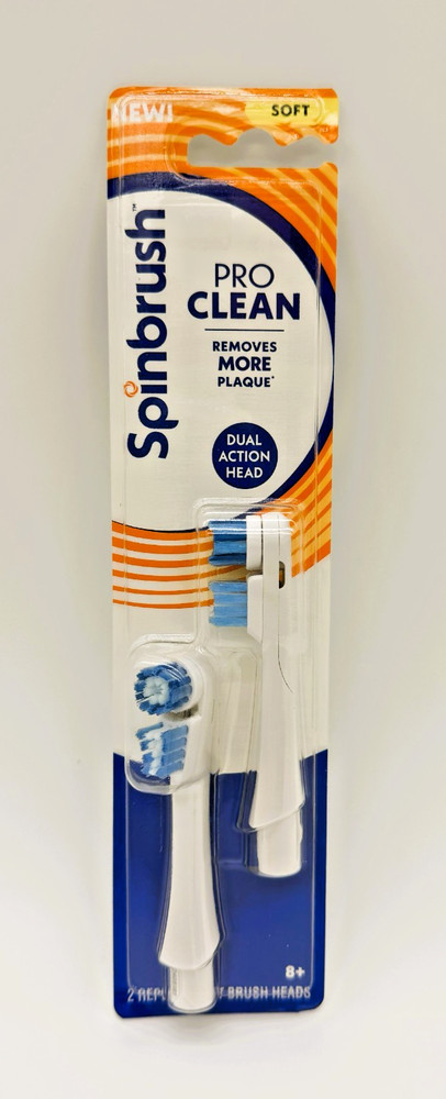 Spinbrush NEW PRO CLEAN Replacement Heads, Soft 2-Pack NEW