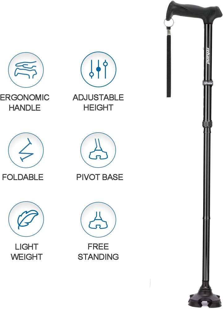 Walking Cane for Men & Women - Foldable, Adjustable, Lightweight, Self Standing