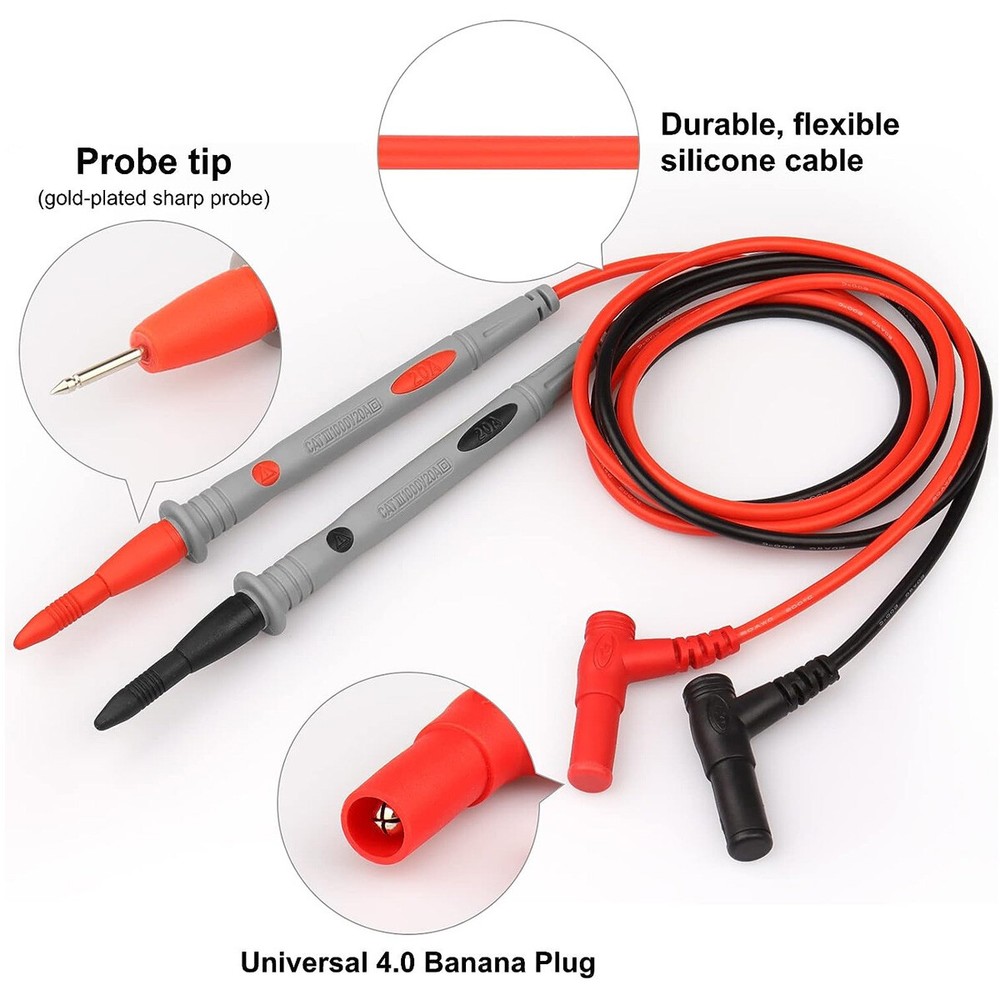 2PACK Multimeter Test Leads for Fluke Meter Electrical Alligator Clip Probes 20A