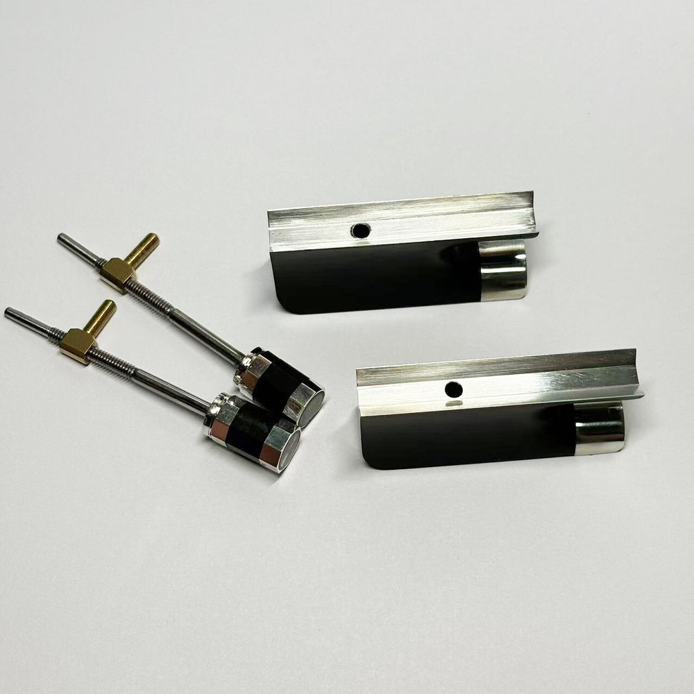 2 Sets 4/4 Cello Bow Ebony Frog Blank without Eyes Inlaid Silver Fitting Button