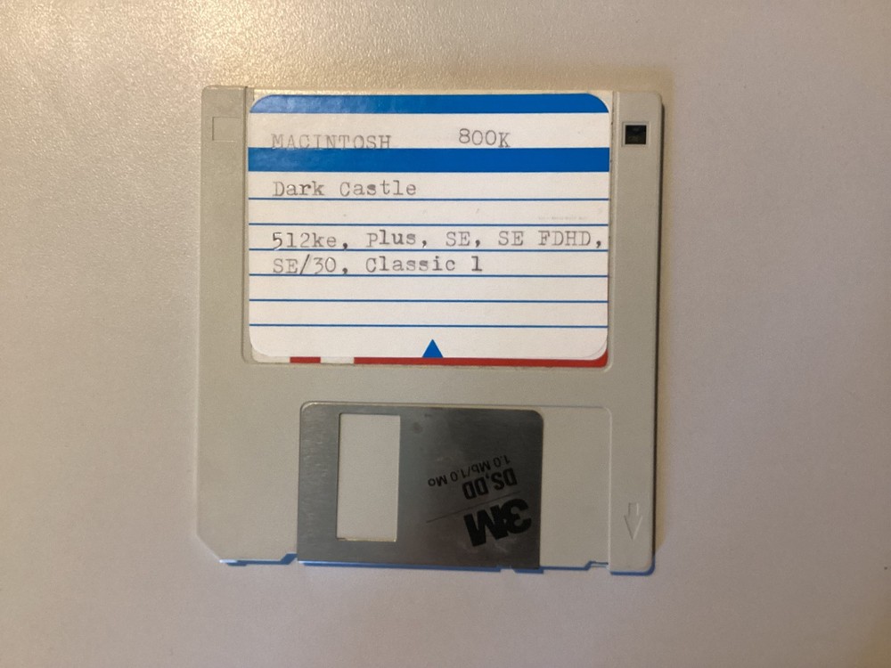 Vintage Macintosh Mac Program Game DARK CASTLE 800K Disk 512k, Plus, SE, Classic