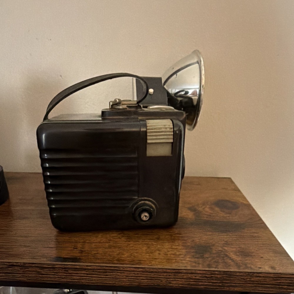 Kodak Brownie Hawkeye Black Box Camera with Flash Attachment