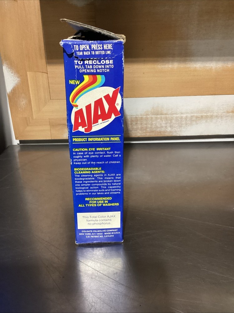 Vintage 1970's Ajax Laundry Soap Box 20 oz EMPTY