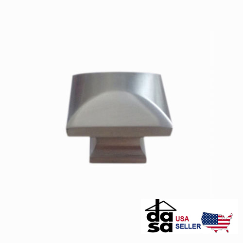 Solid Modern Brushed  Nickel Cabinet Drawer Square Knob Pull  1 1/4"