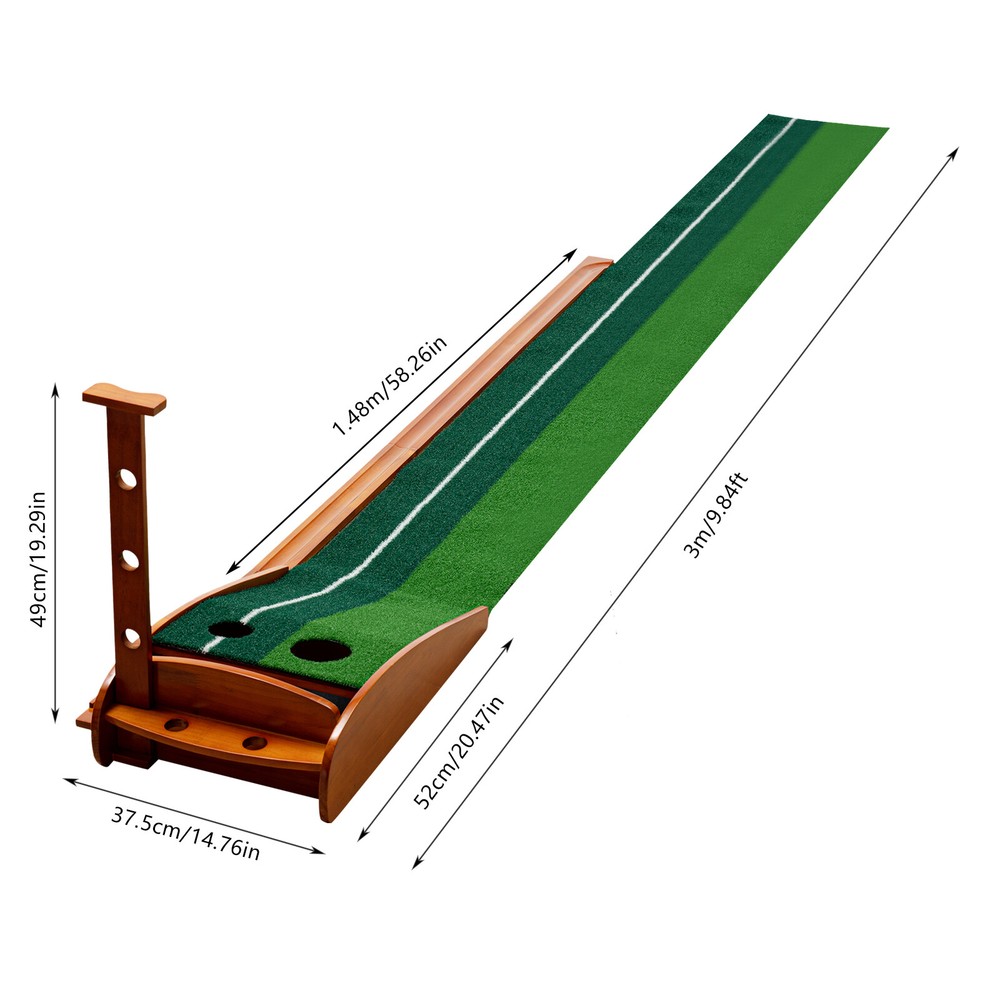 Indoor Golf Putting Green Practice Mat Exerciser W/Auto Ball Return Training Aid