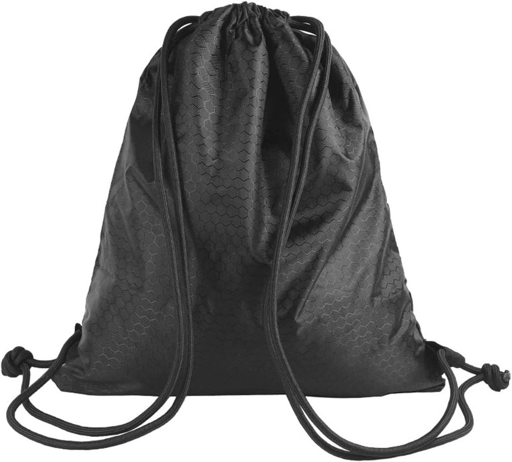 Drawstring Backpack Bag, Waterproof Draw String One Size, Black, Upgraded