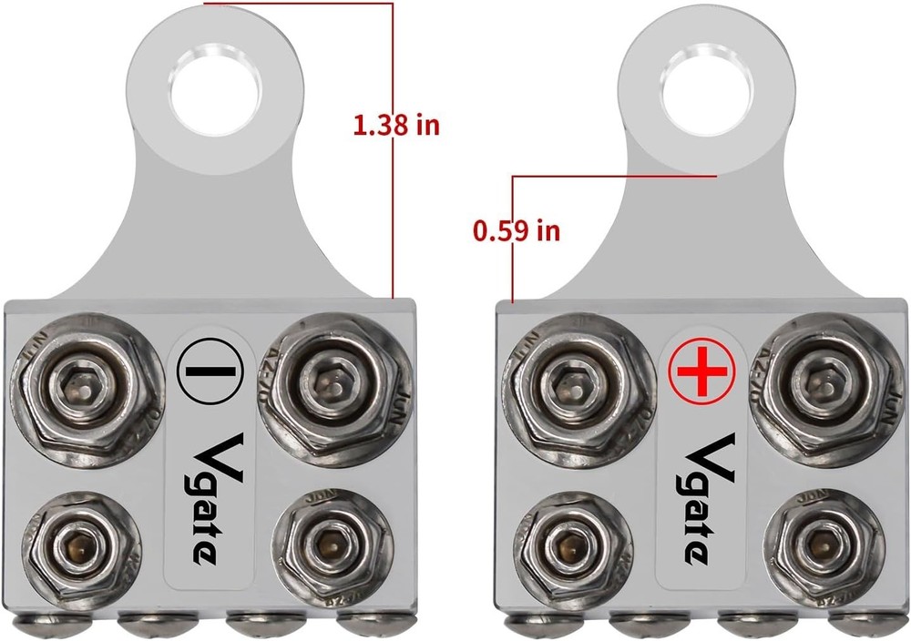 Compact Multi-Size Battery Terminal with Bolt Down Ends