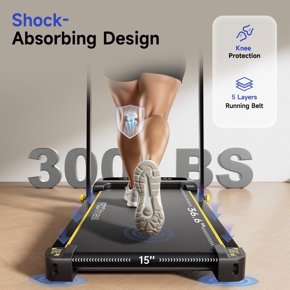 YPOO Foldable Treadmill with Incline, Walking Pad Handle Bar 3 Black