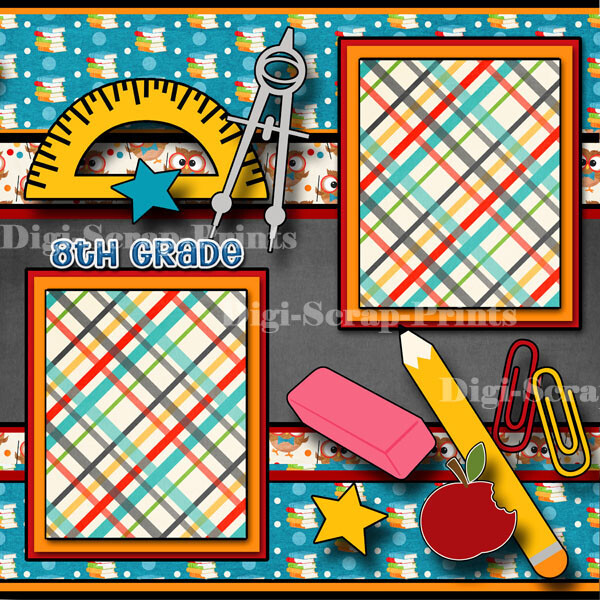 EIGHTH 8TH GRADE Middle School premade scrapbook pages printed digiscrap A0370