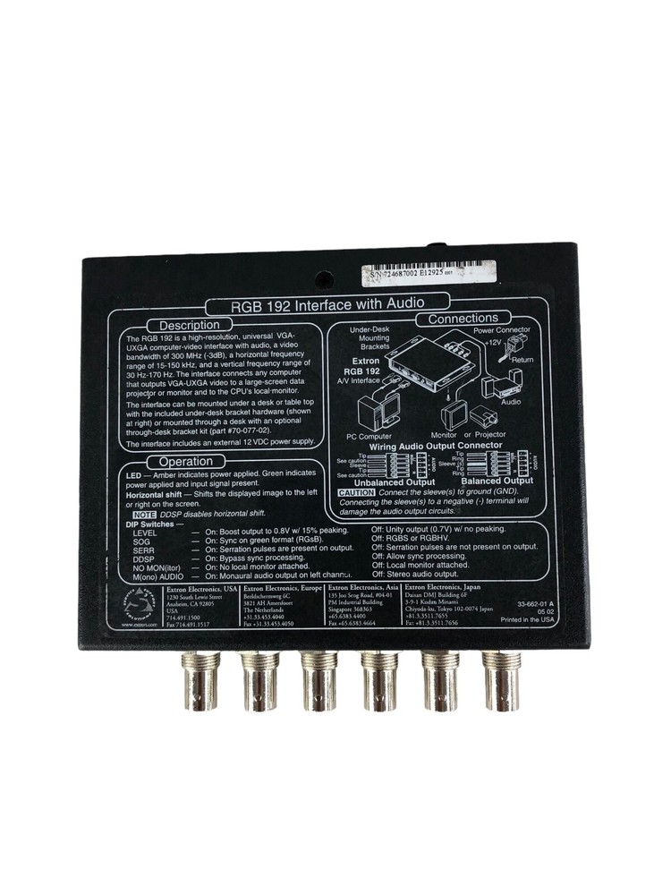 Extron RGB 192 Universal Computer Audio Interface