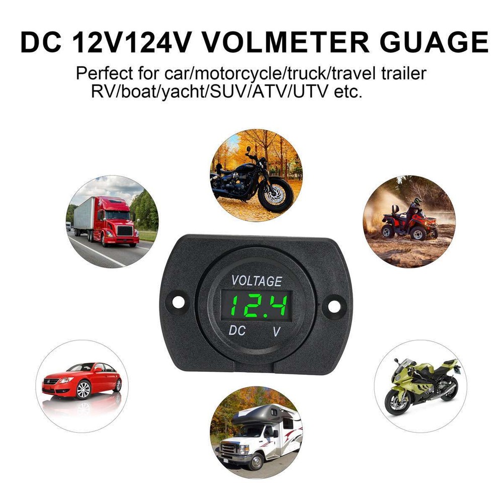 Volt Gauge Meter Voltage LED Digital Display DC 12V-24V Car Panel Voltmeter