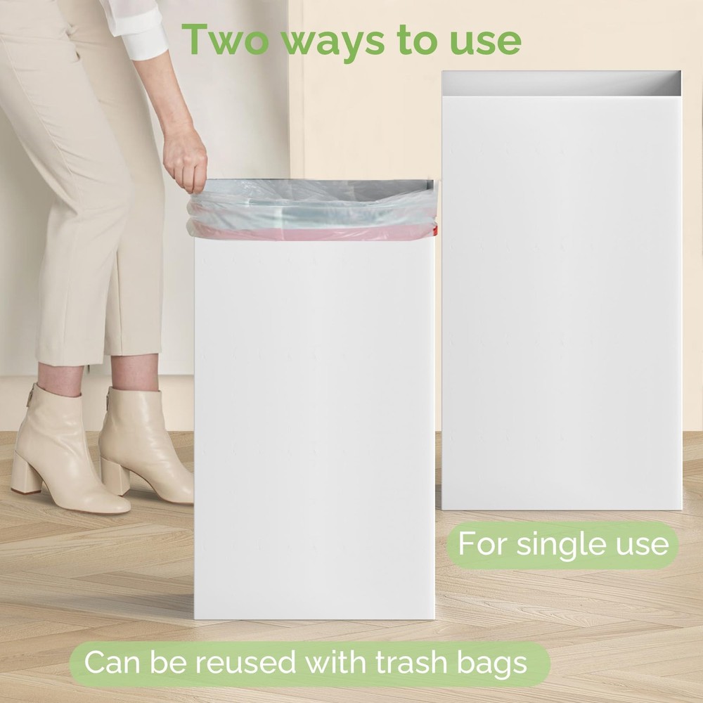 Magicheap 8 Pack Extra Large Disposable Trash Cans, Reusable Large, White
