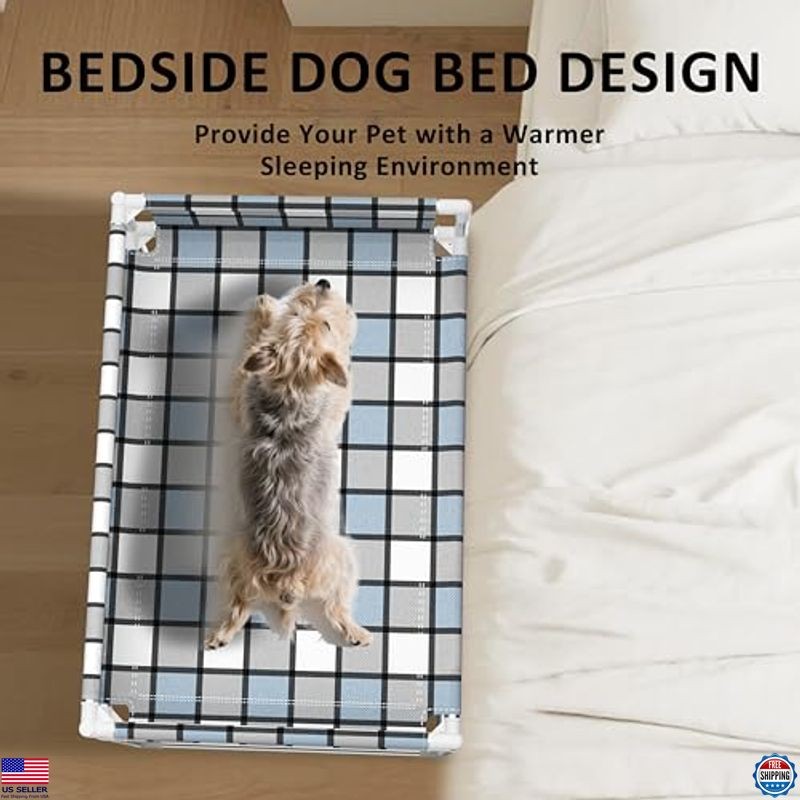 Elevated Bedside Window Pet Bed with Guardrail - 34'' x 20'' Hammock for Pets