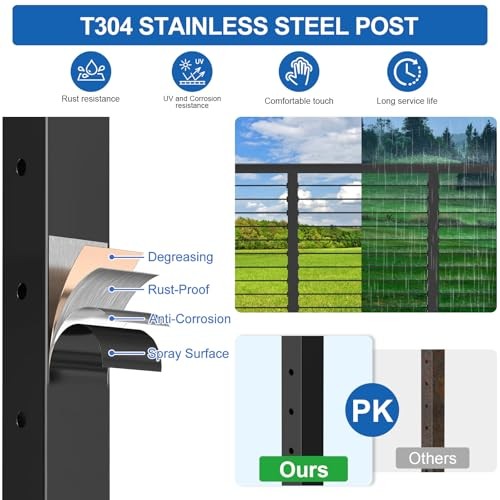 4-12ft Complete Set6" Cable Railing Post Kits, Stainless Level Post Kits 3