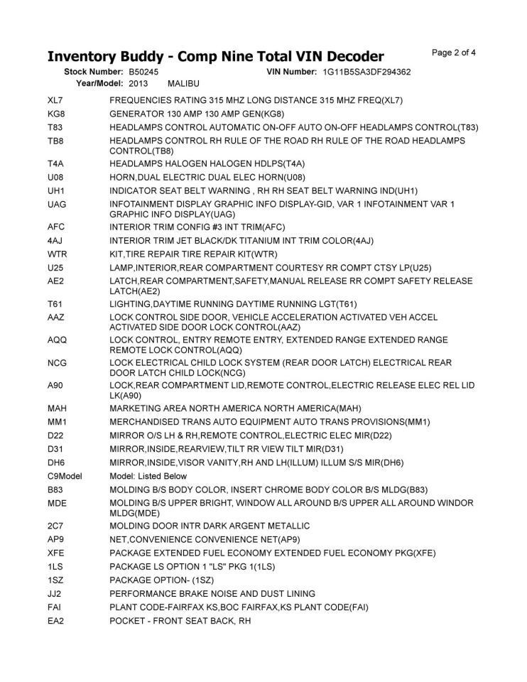 2013 Chevy Malibu Dash Mounted Driver Information Display Screen Opt UAG