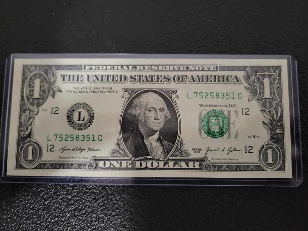 One Dollar Bill Ink Error, (BLEED THROUGH) 2021
