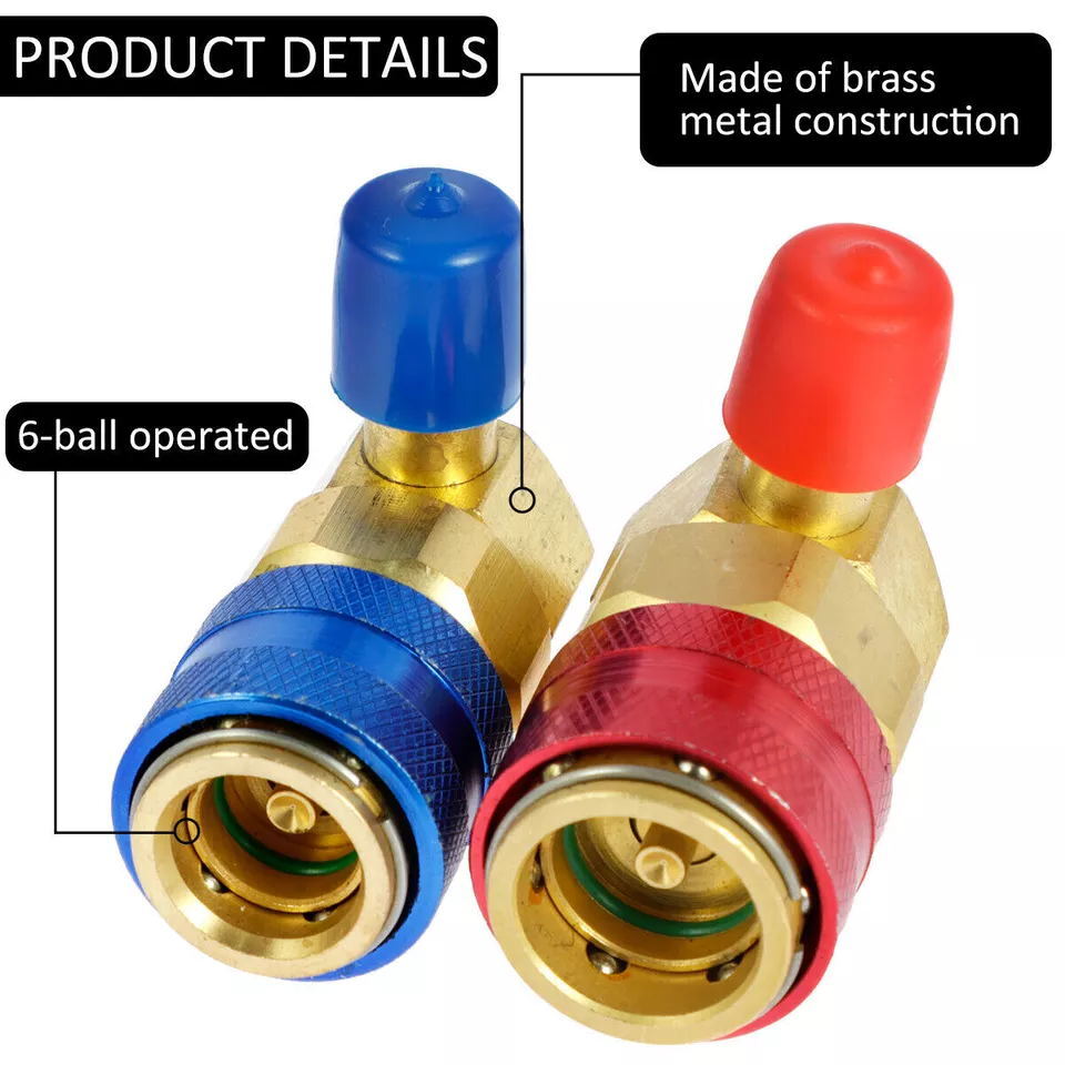 2X For Car AC Gauge AC High Low Side Quick Connector Adapter Fitting Coupler Kit