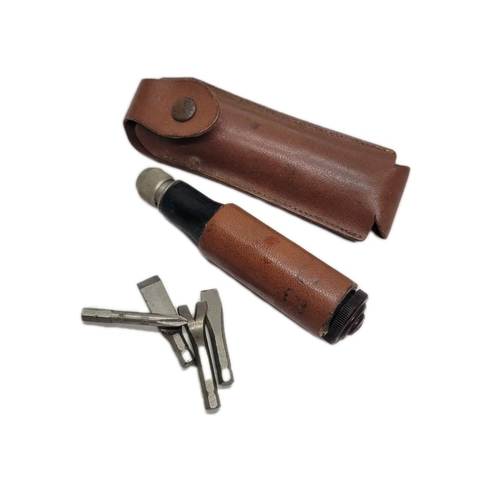 Vintage Interchangeable Screwdriver Set w/ Bits & Leather Case