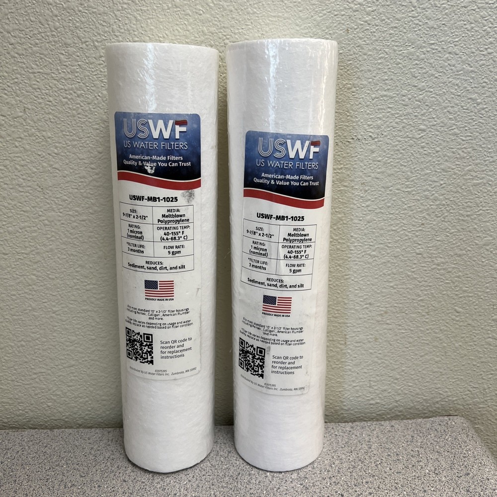 9-7/8” X 2-1/2” - 1 Micron Melt Blown Polypropylene Sediment Water Filter 2-Pack