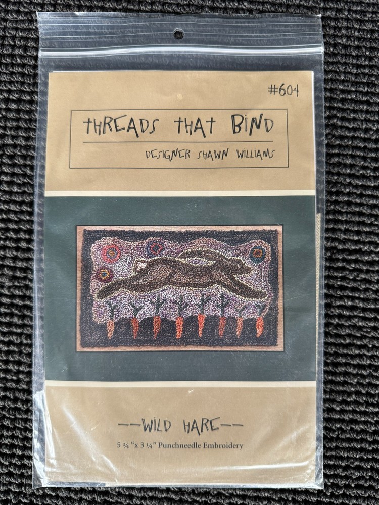 Threads That Bind PunchNeedle Embroidery Pattern & Fabric Wild Hare Rabbit
