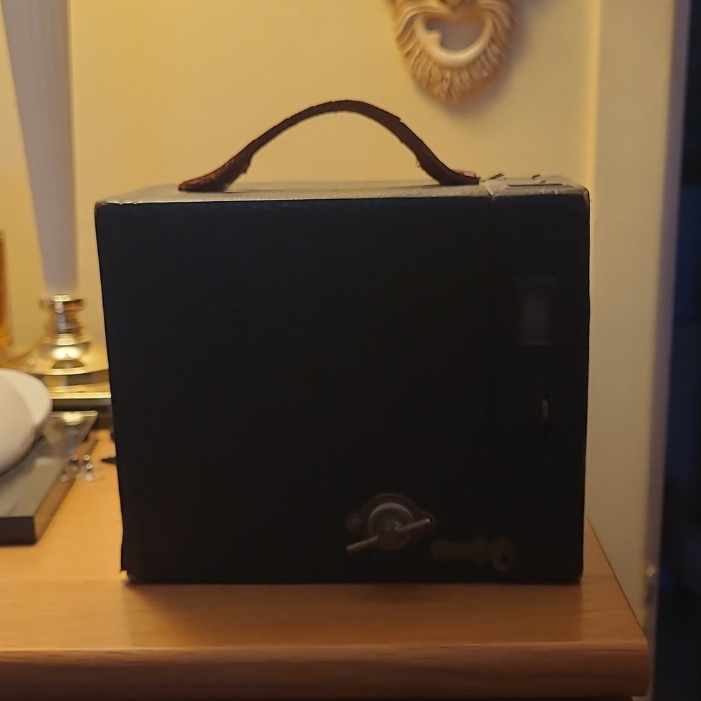 Vintage Black Box Camera with Leather Handle