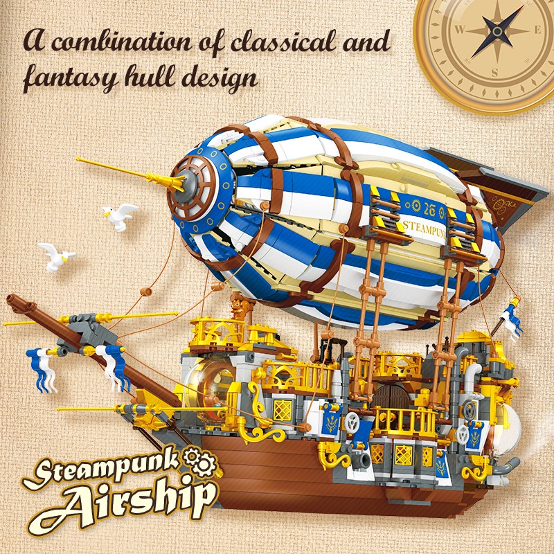 Steampunk airship Building Block Set