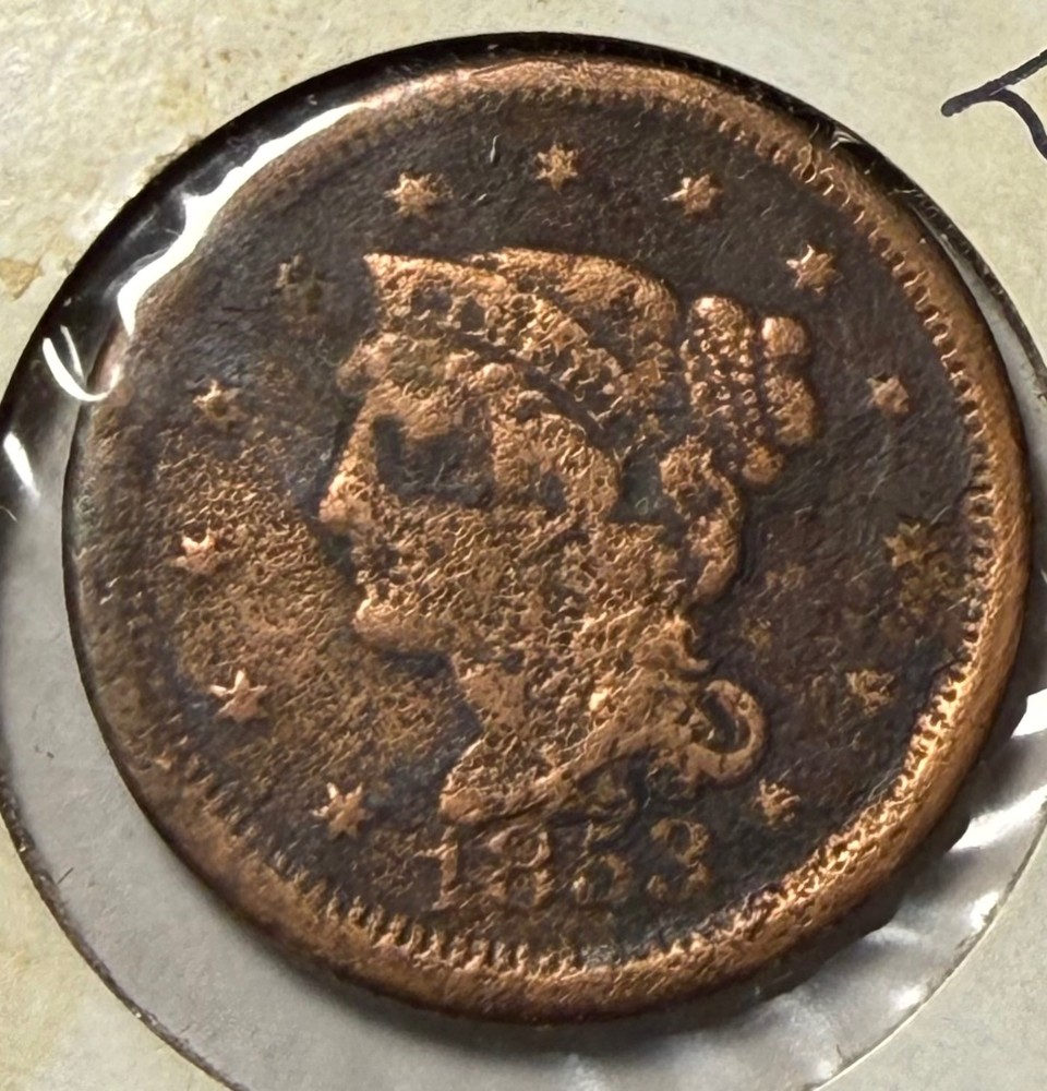 1853 braided hair large cent