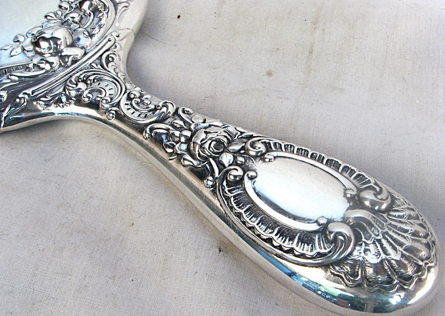 MIRROR GORHAM STERLING SILVER DRESDEN ROSE c.1900