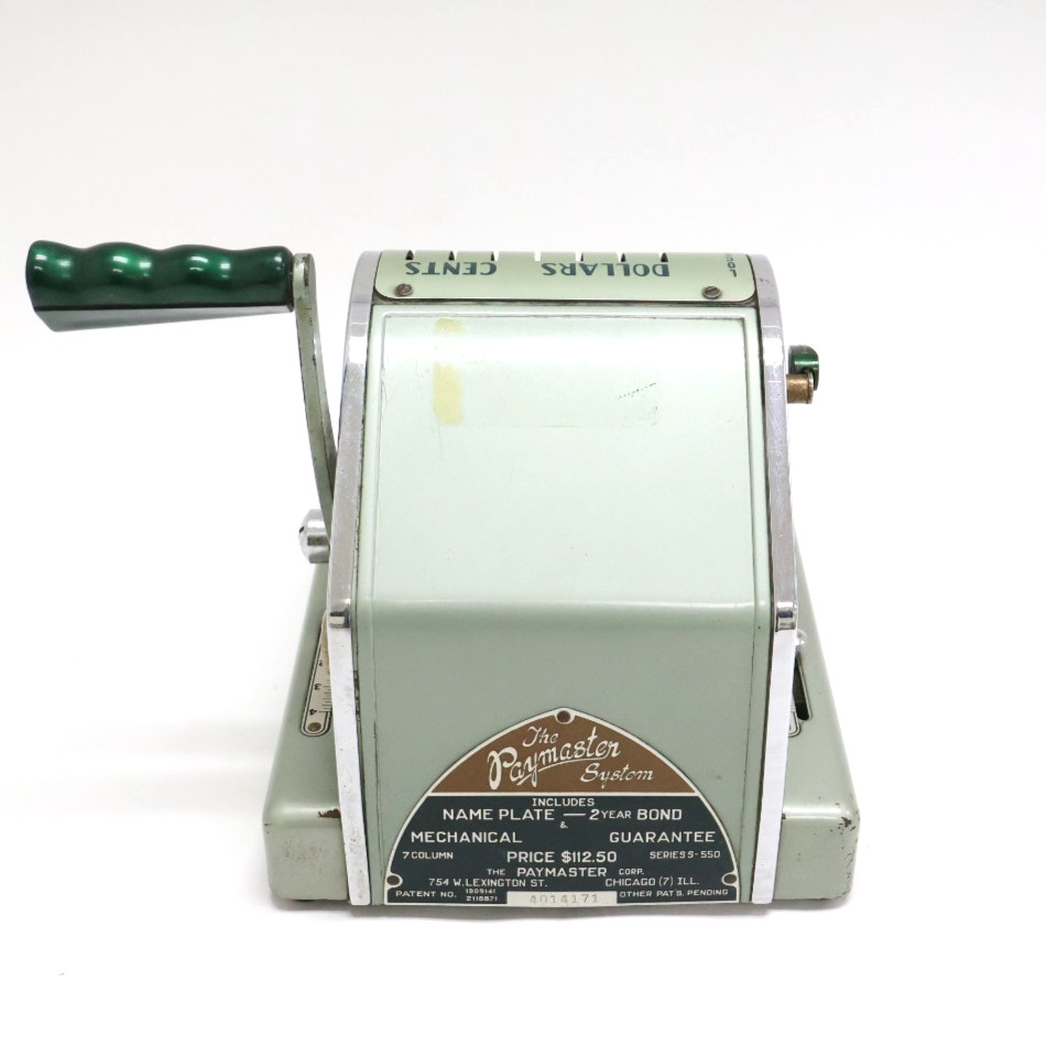 Vintage Paymaster System Check Writer Protector Series S-550 7 Column "No Key"