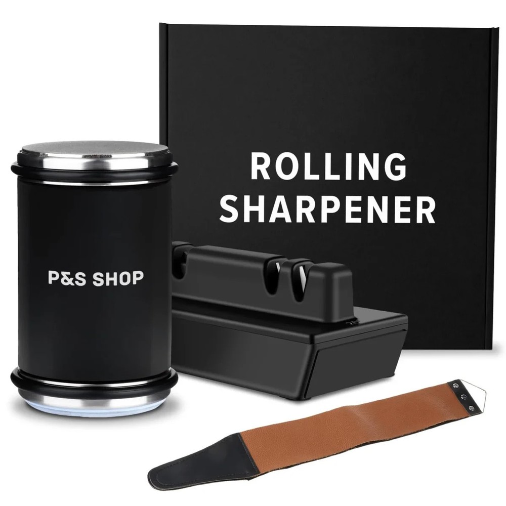 Rolling Knife Sharpener Kit 15 & 20 Degree Angles with Leather Strap