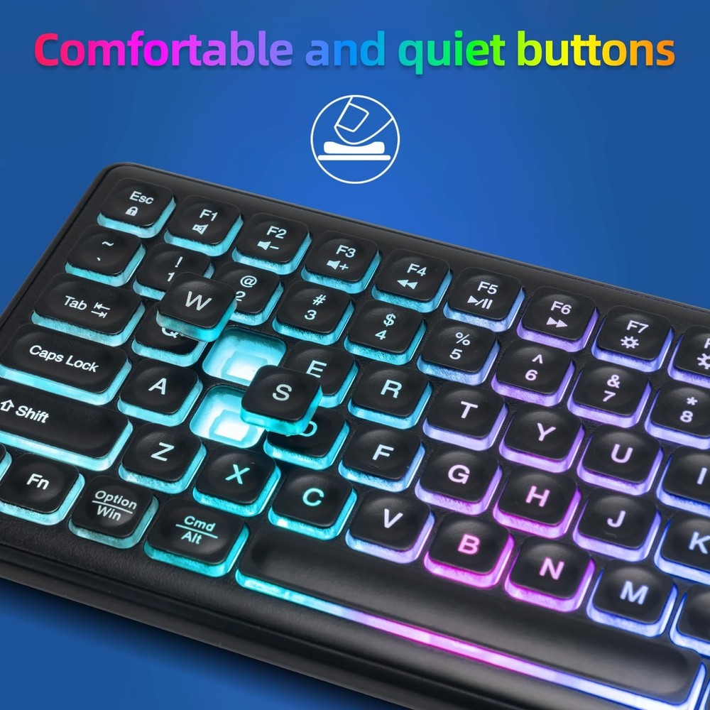 Wireless Keyboard and Mouse Combo for Mac, Rechargeable LED Backlit Keyboard ...