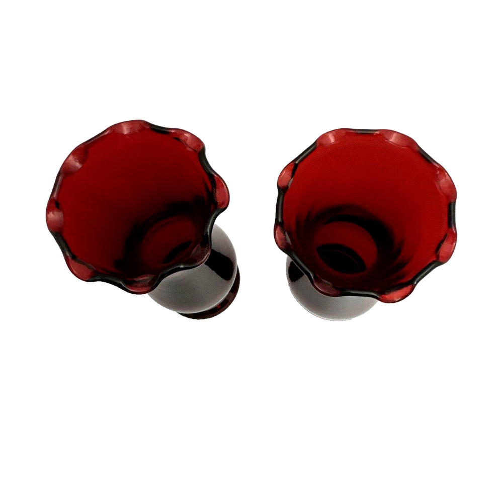 Anchor Hocking Royal Ruby Red Ruffled Edge Vases