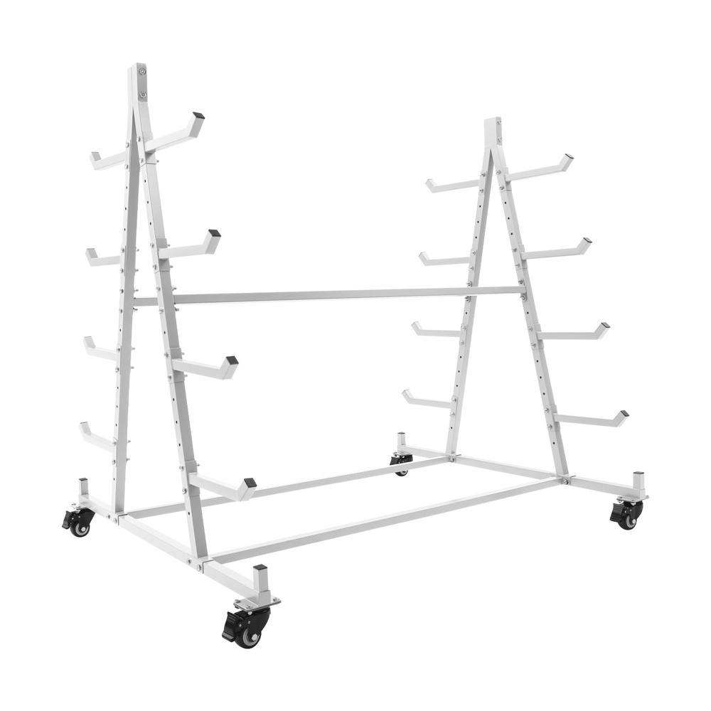 5-Tier Horizontal Material Rack, White Iron Pipe & Lumber Storage with 4 Wheels