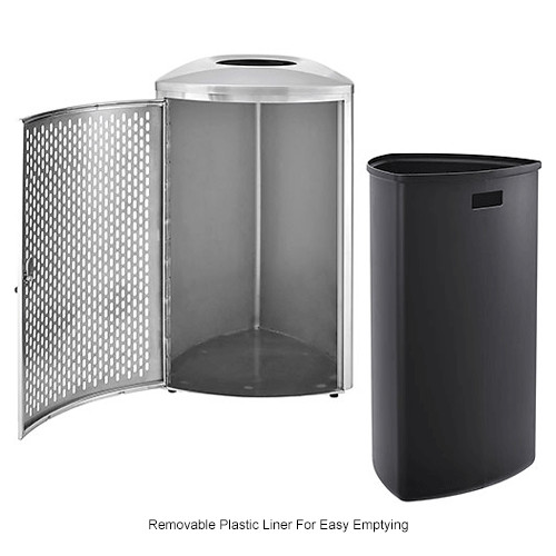 Triangular Trash Can 18-1/2 Gallon Brushed Stainless Steel