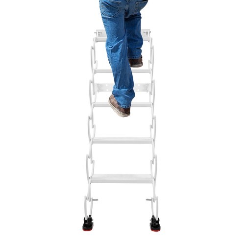 5 Steps Ladder Step Ladders Retractable Folding Stair Telescoping Wall Mounted