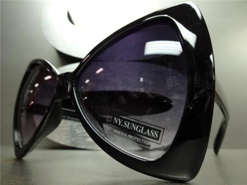 OVERSIZE EXAGGERATED HUGE VINTAGE Style SUN GLASSES Large Black Bow Shape Frame