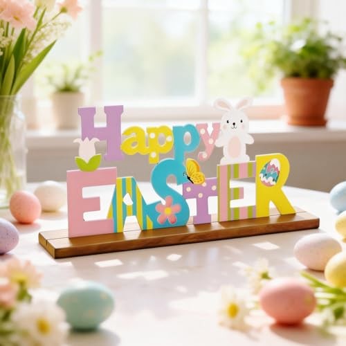Easter Decorations for Home, Metal Easter Decorations for Table, Indoor Happy