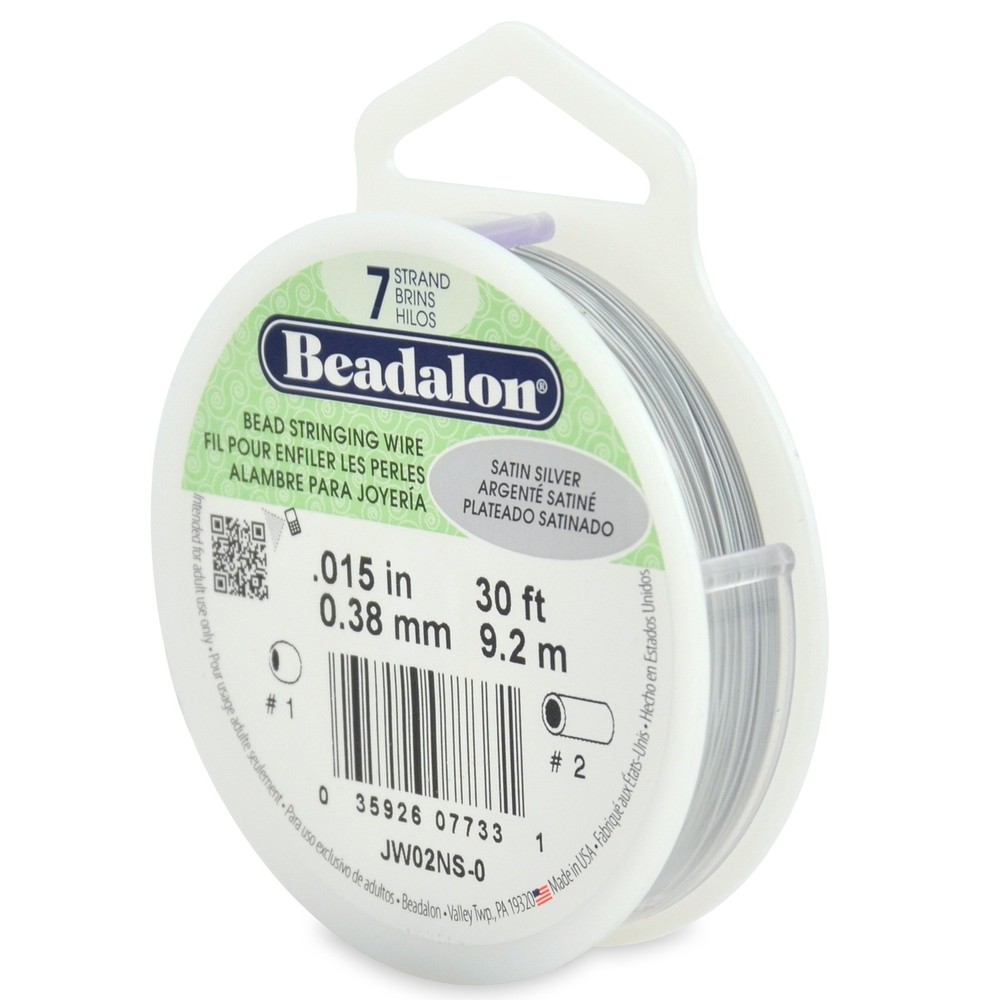 Beadalon Stringing Wire 7-Strand .015"X30'-Satin Silver