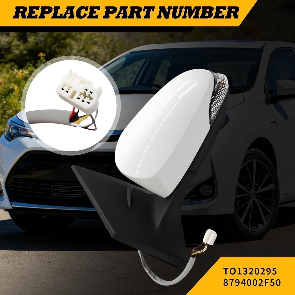 Left Driver Side Mirror Assembly Compatible with Corolla 2014-2018 Heated Power