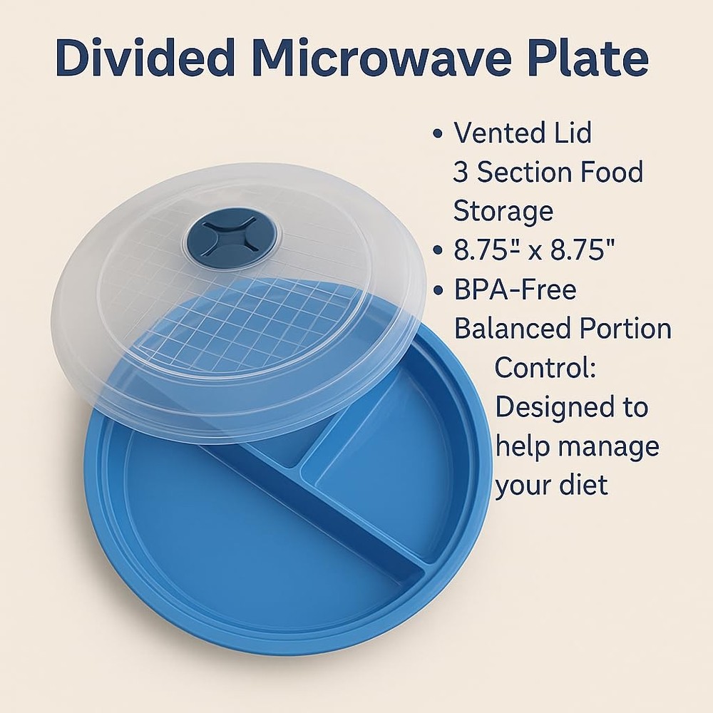 4-Pack Divided Microwave Plates with Vented Lids – BPA-, Stackable Meal Prep ...