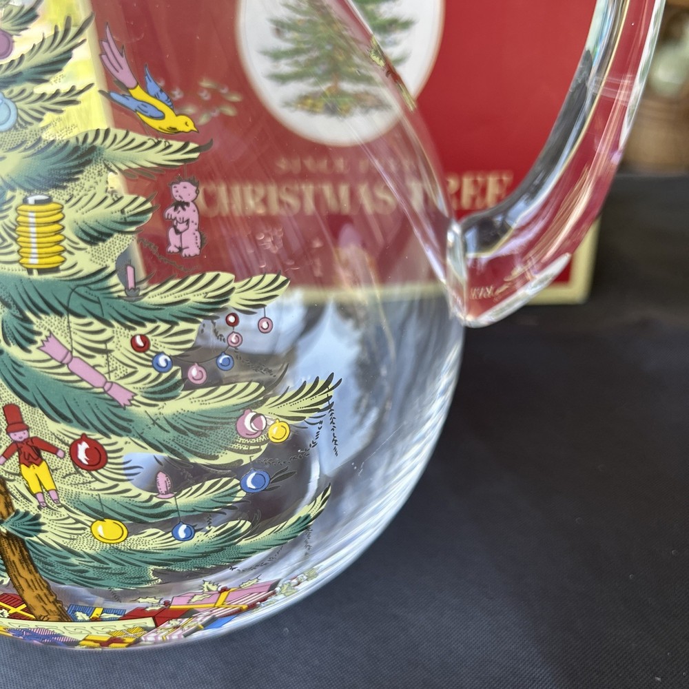 Spode Christmas Tree Glass Pitcher with Handle, 96oz., NEW!
