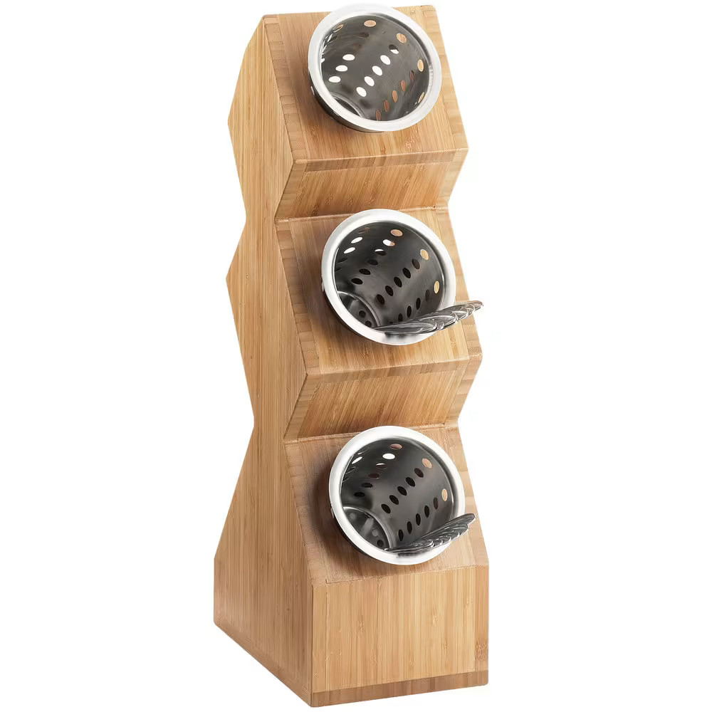 Cal-Mil 1016-3-60 Bamboo 3-Compartment Cylinder Display
