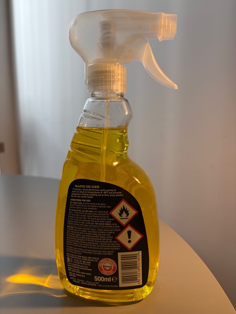 Prestone rapid de-ice spray