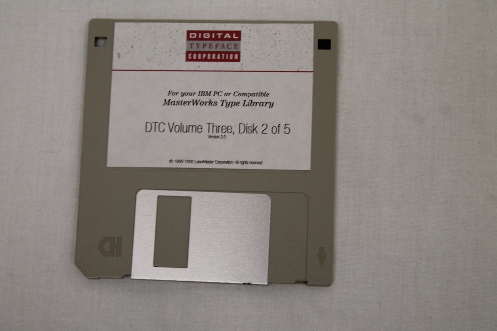 MasterWorks Type Library for IBM PC DTC Volume Three Disc 1-5 3.55" Floppy Disk