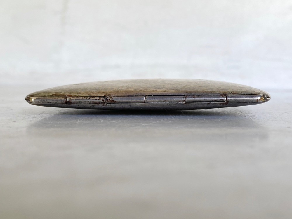 Antique Vintage 800 Hallmark Silver Cigarette Clamshell Case