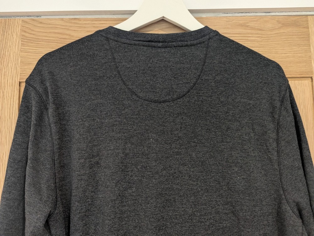 Eddie Bauer Men's Dark Grey Button Up Neck Lightweight Pullover Jumper Size L